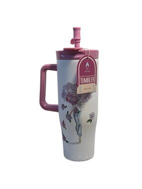 Wellness 40oz Double Wall Stainless Steel Tumbler W/Girl Holding Bouquet - NWT**